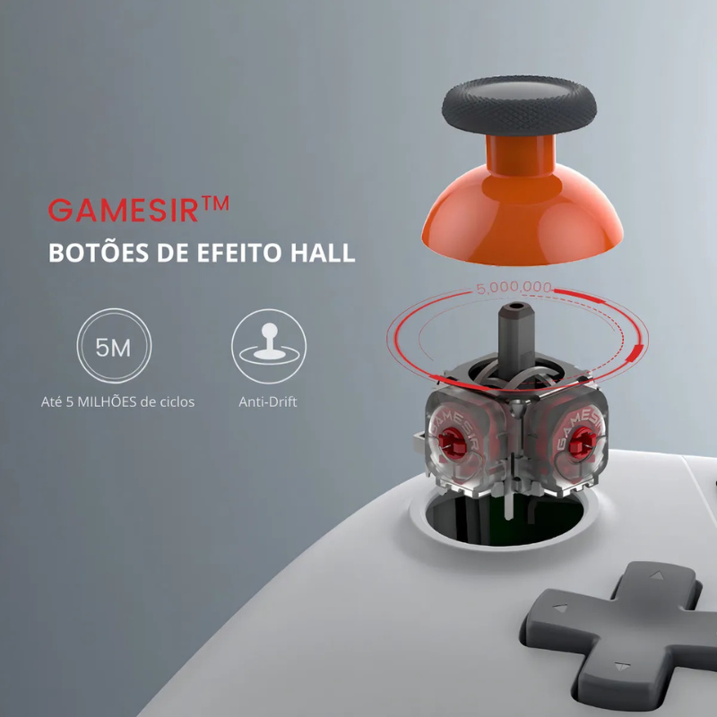 Controle GameSir T4 Nova Lite – Sem Fio, Hall Effect, Compatível com PC, Switch, Android e iOS (Branco) - Imagem 4