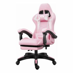 Cadeira Gamer Python Fly X12 – Rosa e Branco, Reclinável, Apoio para Pés e Suporte até 150 kg